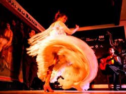 Artistas do Corral de la Morería durante o espetáculo flamenco
